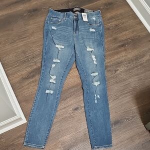 Torrid Blue Skinny Distressed Jeans